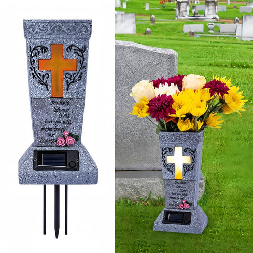 Solar Cemetery Vase with LED
