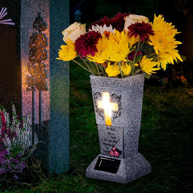 Solar Cemetery Vase with LED