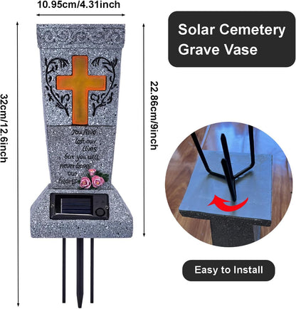 Solar Cemetery Vase with LED