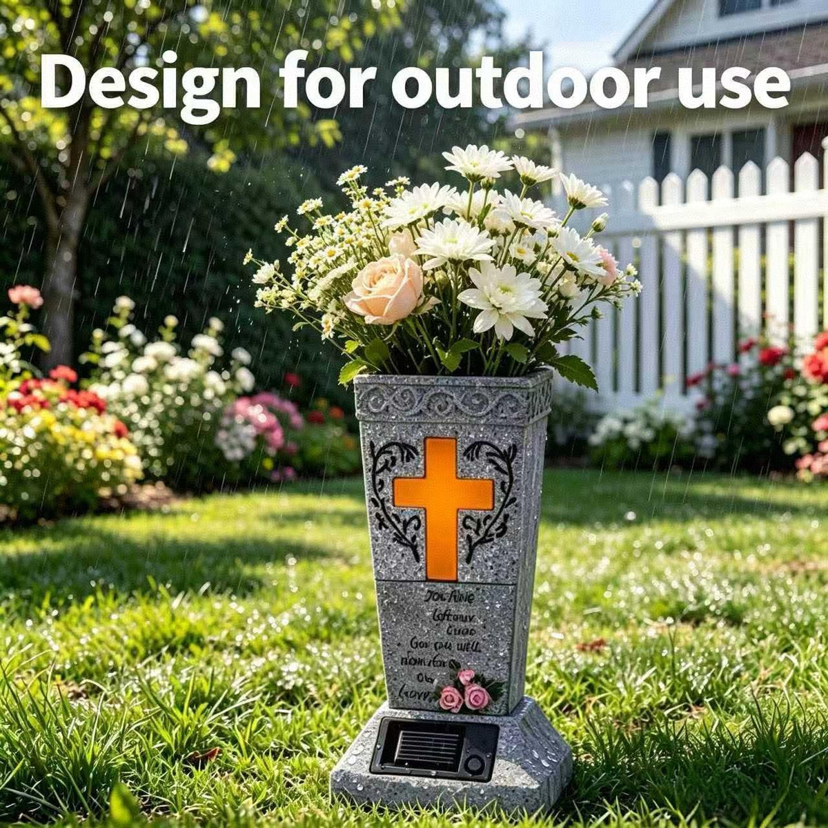 Solar Cemetery Vase with LED